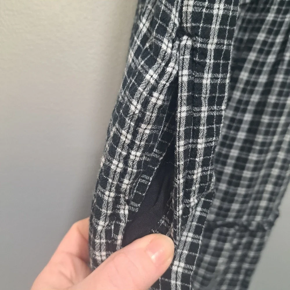 Abercrombie Kids Plaid Tiered Midi‎ Dress Black White 9/10 Preppy Boho